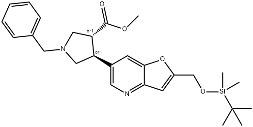 (trans-racemic)-Methyl 1-benzyl-4-(2-((tert-butyldimethylsilyloxy)methyl)furo[3,2-b]pyridin-6-yl)pyrrolidine-3-carboxylate