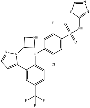 4-[2-[1-(3-azetidinyl)-1h-pyrazol-5-yl]-4-(trifluoromethyl)phenoxy]-5-chloro-2-fluoro-n-1,3,4-thiadiazol-2-yl benzenesulfonamide