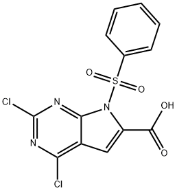 7-(benzenesulfonyl)-2,4-dichloro-7H-pyrrolo[2,3-d]pyrimidine-6-carboxylic acid