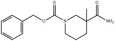 1-​piperidinecarboxylic acid, 3-​(aminocarbonyl)​-​3-​methyl-​, phenylmethyl ester