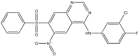 7-(benzenesulfonyl)-N-(3-chloro-4-fluorophenyl)-6-nitroquinazolin-4-amine
